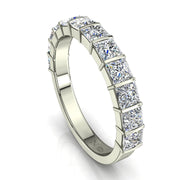 Demi-alliance 12 diamants naturels princesses 1.30 carat or blanc Lucia